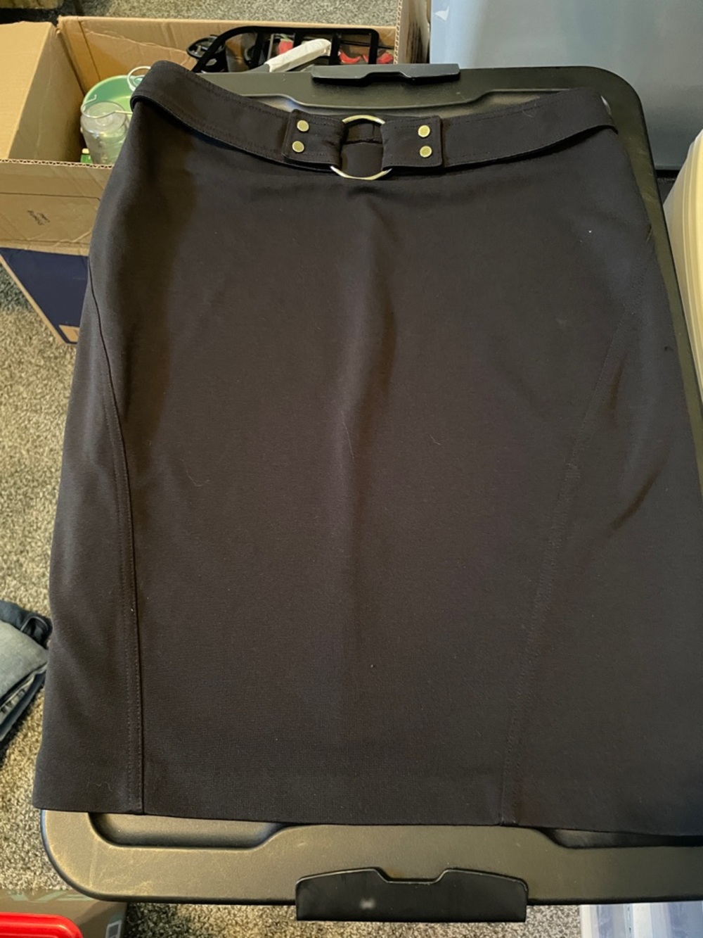 Women's Black Belted Pencil Skirt